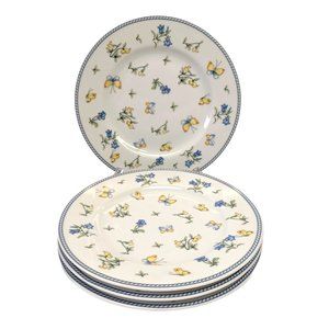 Set/4 Lubiana Poland China 8.25" Salad Side Plates butterflies flowers rope trim